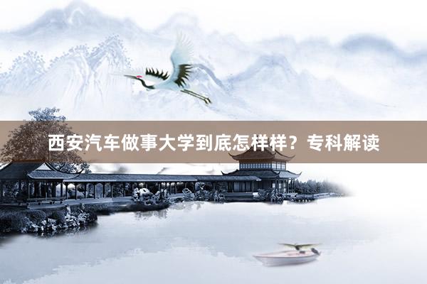 西安汽车做事大学到底怎样样？专科解读